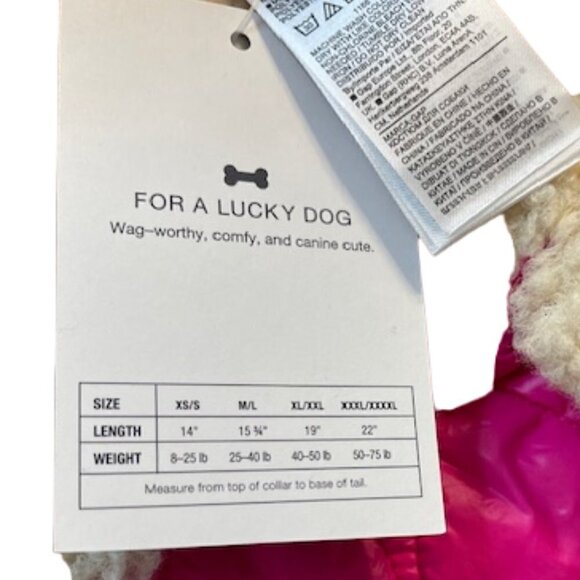 GAP Hot Pink Fleece Lined Puffer Coat for Dogs, Fits 50-75 lbs (2 Available) - Picture 8 of 9